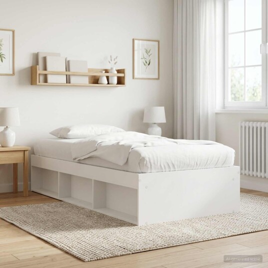 vidaXL Sengeramme med oppbevaring Hvit 80 x 200 cm Konstruert tre