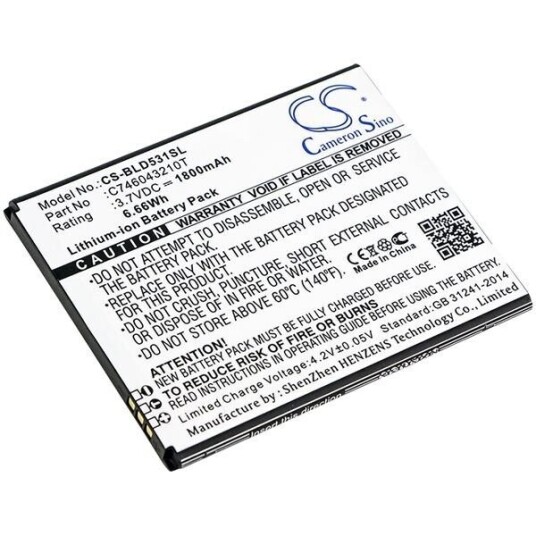 Blu D530K batteri (1800 mAh 3.7 V, Sort)