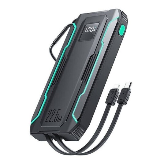 Joyroom JR-L017 10000mAh Powerbank 22,5W med USB-C og Lightning-kabel - Svart
