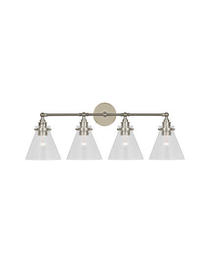 Visual Comfort Parkington 32" Four Light Bath Bar Nickel/Clear glass Visual Comfort Parkington 32" Four Light Bath Bar Nickel/Clear glass
