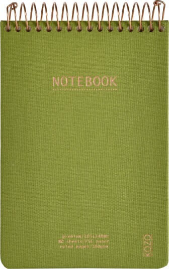 Kozo Notatbok M/spiral Premium A6 Olive Green Kozo Notatbok M/spiral Premium A6 Olive Green