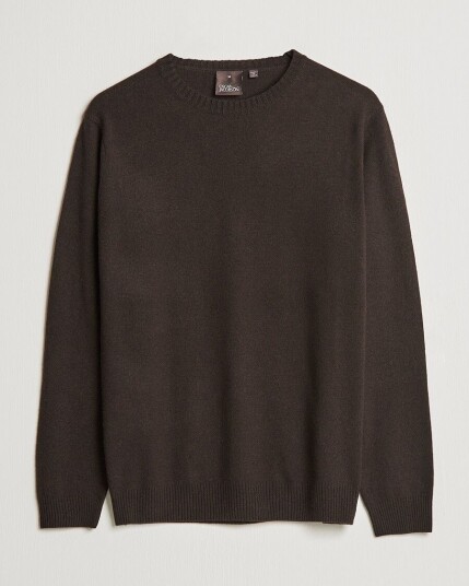 Oscar Jacobson Valter Wool/Cashmere Round Neck Brown Oscar Jacobson Valter Wool/Cashmere Round Neck Brown