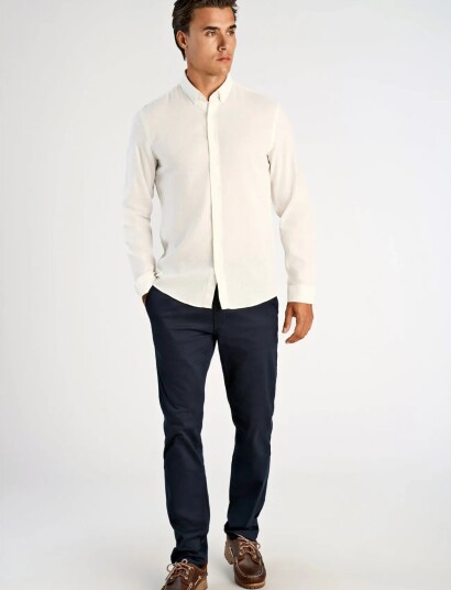 Lindbergh Linen/Cotton Shirt L/S White XXL