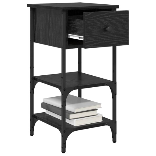  Nattbord 2 stk Svart Eik 34x36x70 cm Konstruert Tre