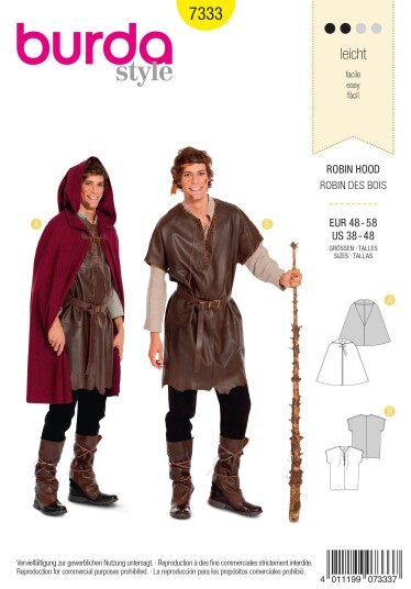 Burda 7333 - Robin Hood EUR: 48-58, US: 38-48