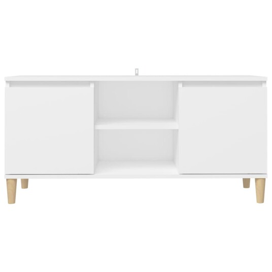 vidaXL TV-benk med ben i heltre hvit 103,5x35x50 cm