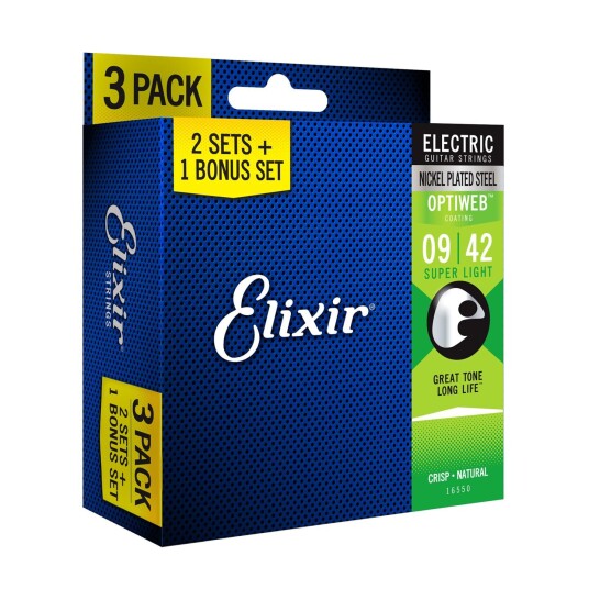 Elixir Optiweb El 3-Pack Nickel Plated (009-042) 16550