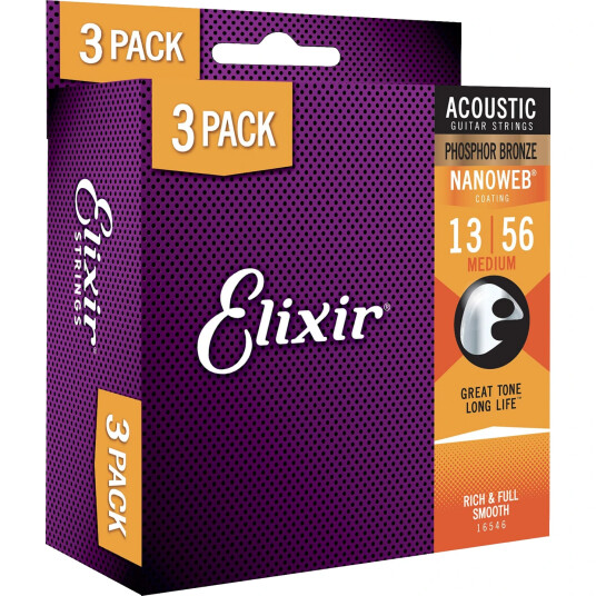 Elixir Nanoweb Ph Bronze 3-pack 013-056 3-pack 16546