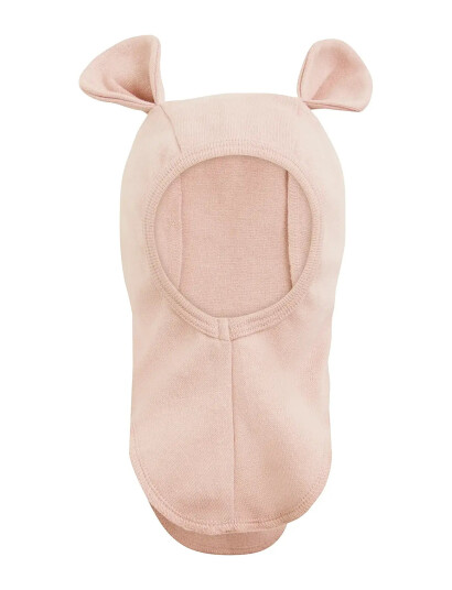 Huttelihut Balaclava Ears Cotton Rib   Pink   12/24M