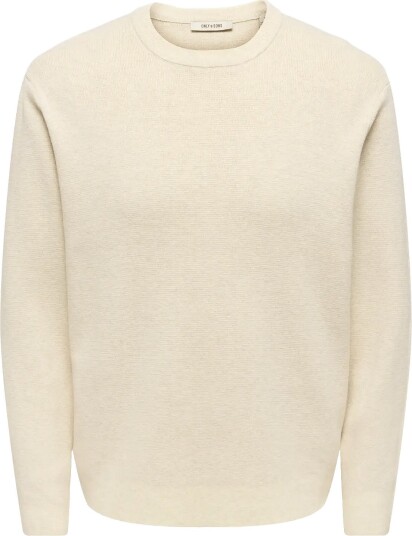 ONLY & SONS Onsting Rlx Crew Neck Knit Noos   GARDENIA   XS