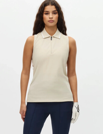 Röhnisch Rib Sleeveless Poloshirt Beige S
