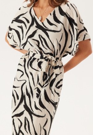 VILA Viclo V-neck 2/4 MIDI DRESS M Birch Aop:marble Swirl 34