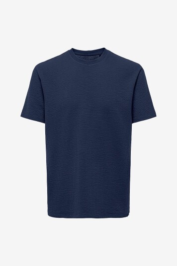 ONLY & SONS T skjorte onsKian Life Reg Seersucker SS Tee Blå