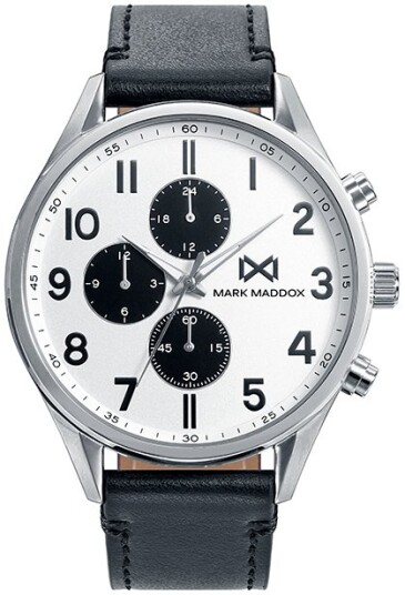 Mark Maddox Herreklokke HC0107 05 Classic Hvit/Lær Ø43 mm Mark Maddox Herreklokke HC0107 05 Classic Hvit/Lær Ø43 mm