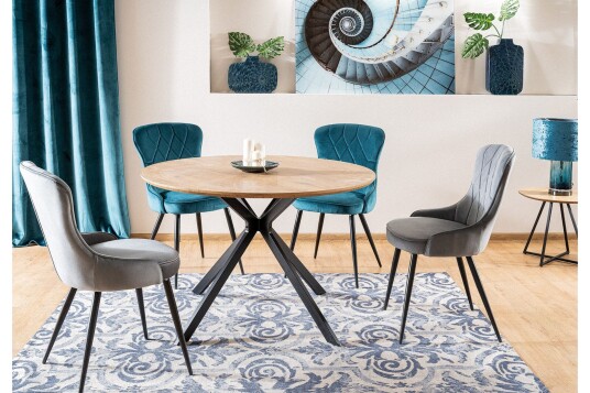 Astera Spisebord 120 cm Rundt - Eik/Svart