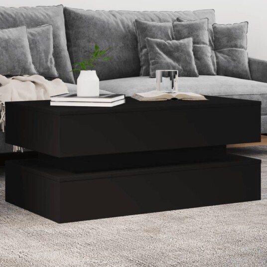  Salongbord med LED-lys svart 90x50x40 cm 8721012466319