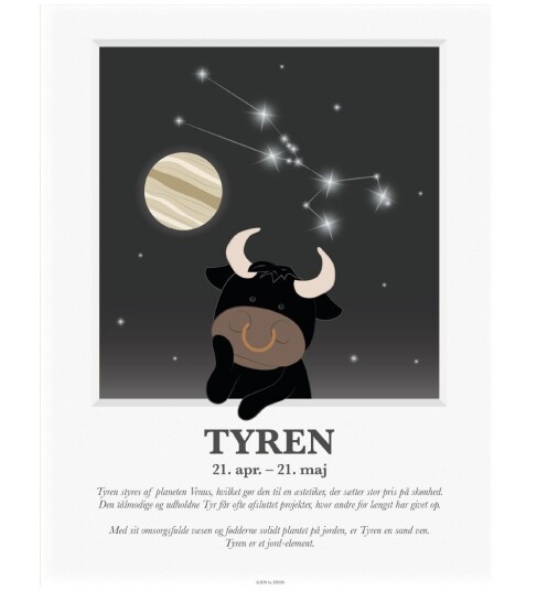 Kids By Friis Kids by Friis Plakat Stjernetegn Tyren Kids by Friis OneSize Plakat Flerfarget FR23041 NC