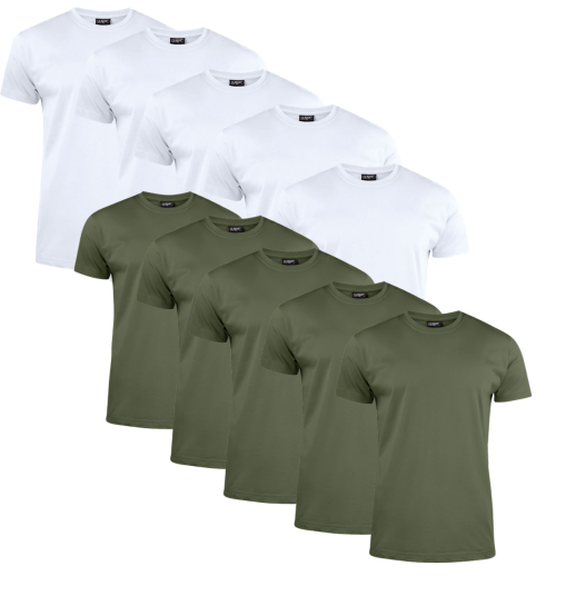 Clique T skjorte Herre 10 pakning Hvit/Armygrønn Clique T skjorte Herre 10 pakning Hvit/Armygrønn