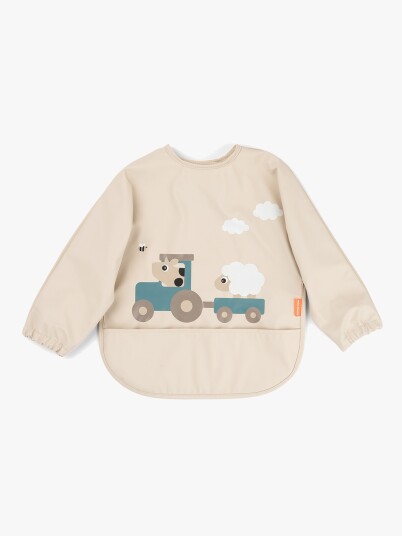Done By Deer Tiny Farm Smekke med Ermer og Lomme Sand Beige