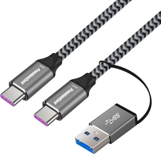 Usb Premiumcord-Kabel Usb-A + Usb-C Til Usb-C 2 M Svart/Grå Ku31cq2