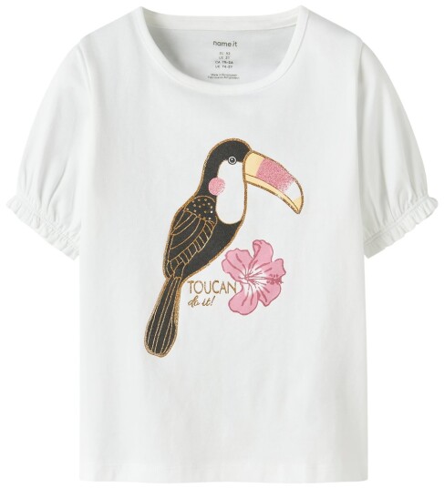 Name It T-skjorte - NmfHoneia - Bright White/Toucan - Name It - 5 år (110) - T-skjorte - Hvit