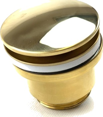 Bunnventil 1,1/4" med skrue. Trykk opp. Polert messing gold