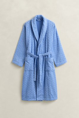 Jacquard fiskebensmønster morgenkåpe unisex HYDRANGEA BLUE M Jacquard fiskebensmønster morgenkåpe unisex HYDRANGEA BLUE M