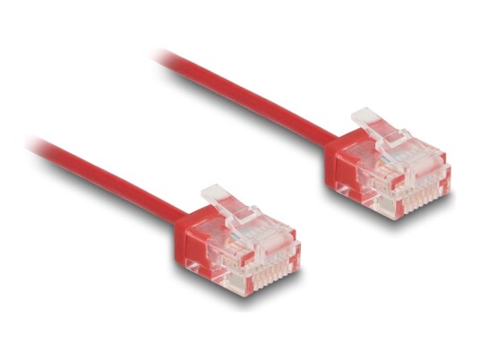 Delock Koblingskabel Rj 45 Hann Til Rj 45 Hann 30 Cm 2.6 Mm Utp Cat 6 Formstøpt Ultra Slim Rød 80800