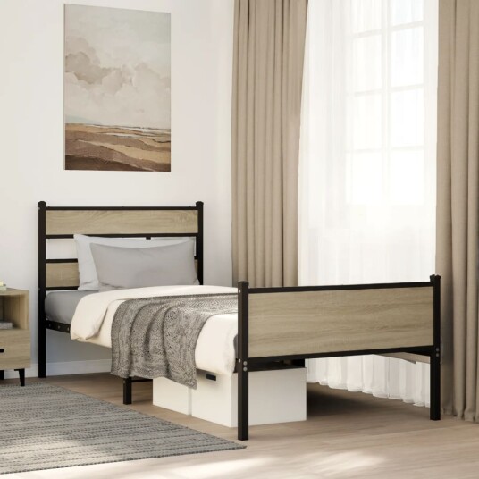 Sengeramme uten madrass sonoma eik 90x200 cm konstruert tre 8721158378729