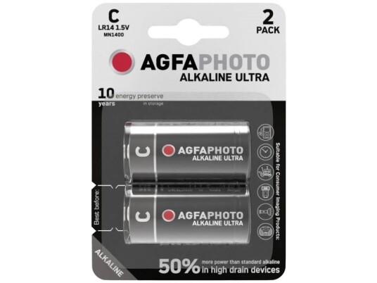 Agfaphoto 110-851839 Engangsbatteri C Alkalisk 1,5 V 2 Styck Gra R�d Vit