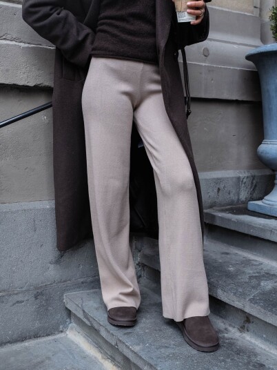 Y.A.S Fonny High Waist Knit Pant Beige XL