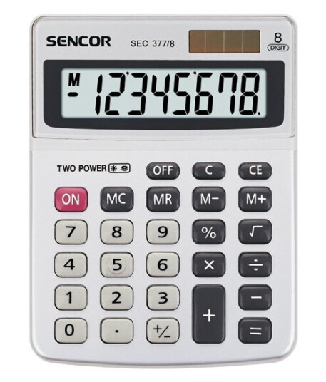 Sencor Sec 377/8, Lomme, Grunnleggende, 8 Sifre, Batteri/Solcelle, Hvit Sencor Sec 377/8, Lomme, Grunnleggende, 8 Sifre, Batteri/Solcelle, Hvit