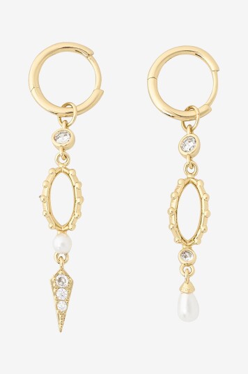 IOAKU   Øreringer Chic Pearl Hoop Earrings Gold   Gull