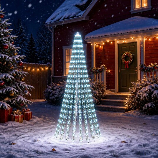 vidaXL LED juletre 220 cm 460 LED-lys Kaldhvit Stål Grønn