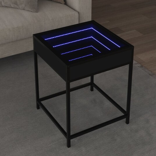 Salongbord med Infinity LED svart 40x40x51 cm 847672