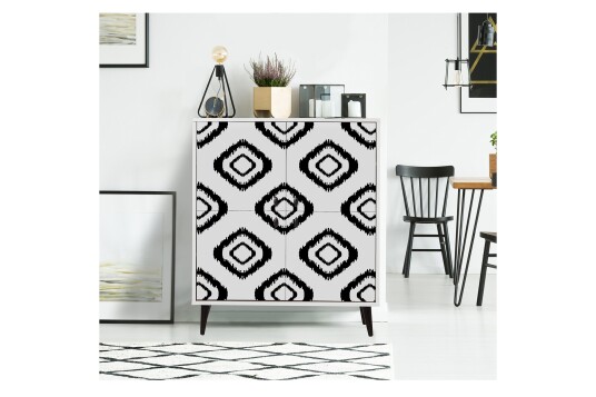 Kommode med 4 Dører 95x111 cm   Hvit/Svart
