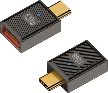 USB A Hunn til USB C Hann Adapter 120W med Indikatorlys - Sink Legering