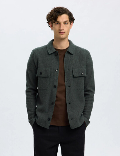 Selected Slhnealy Ls Knit Workwear Cardigan Noos - Khaki green - L Selected Slhnealy Ls Knit Workwear Cardigan Noos - Khaki green - L