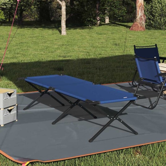 Sammenleggbar camping seng Blå 210 x 80 x 46 cm Oxford stoff