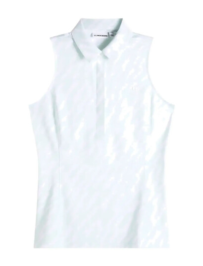 J. Lindeberg Dena Print Sleeveless Polo   Blue   M