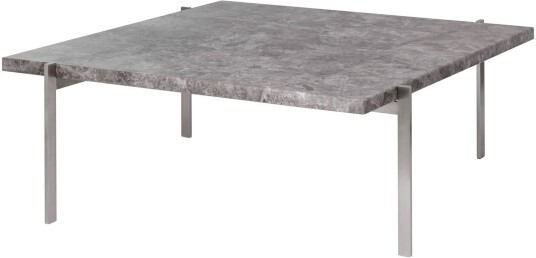 Fritz Hansen - Pk61 Gråbrun Marmor Mattslipad Sofabord Poul Kjærholm Grå Metall/stein