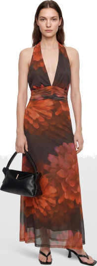 Bardot Elera Printed Mesh Maxi Dress   Red   L