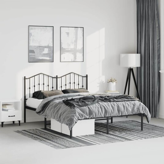 vidaXL Sengeramme i metall med sengegavl svart 150x200 cm vidaXL Sengeramme i metall med sengegavl svart 150x200 cm
