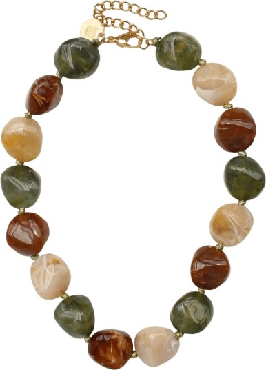 Bud To Rose Vibe Resin Necklace Mix Brown   Brown   ONE SIZE