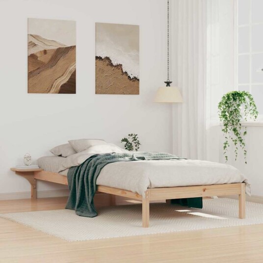  Sengestamme med Sidebord Naturlig 80 x 210 cm Massiv furu