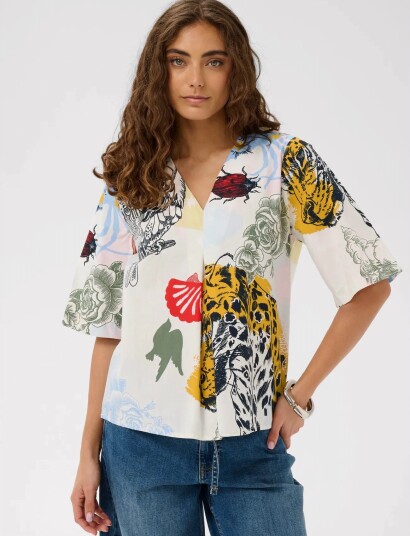Culture Cuashmo Olena Ss Blouse   Multi/patterned   XL