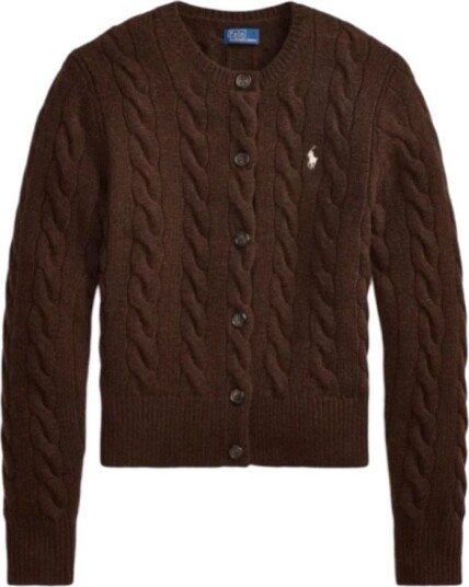 Polo Ralph Lauren 2/15 80 20 W/Cs Rws Sweater Cardiga CEDAR HEATHER L
