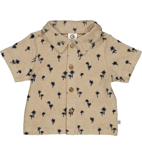 Müsli Skjorte Palm Cashmere/Natt Blue 3 år 98 Skjorte K/E Beige
