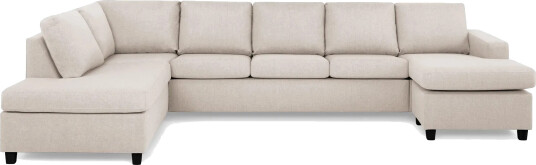Crazy 5 seters Venstrevendt U formet X Large Sofa med Divan og Sjeselong i Stoff Beige Crazy 5 seters Venstrevendt U formet X Large Sofa med Divan og Sjeselong i Stoff Beige