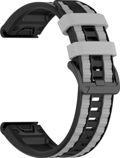 Silikonarmbånd til Garmin Fenix 8/7X Pro (26 mm) – Svart/Grå / Armbånd / Armbånd til smartklokker